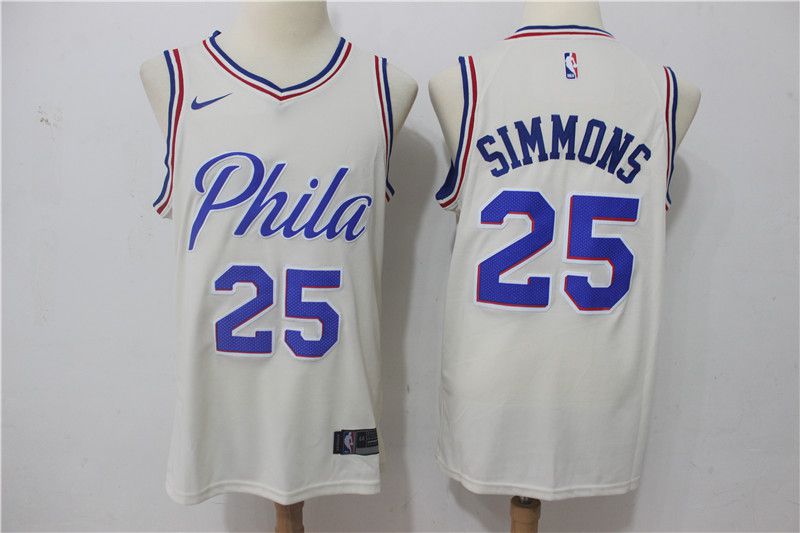 Men Philadelphia 76ers #25 Simmons White City Edition Nike NBA Jerseys->philadelphia 76ers->NBA Jersey